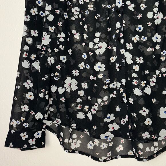 Cabi Delight Blouse Sheer Long sleeve Button Up Women's Small #6079 Black/White - Picture 8 of 16